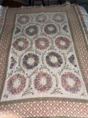 Goodwin Weavers vintage Pastel Woven cotton Throw with Pink and Lavender